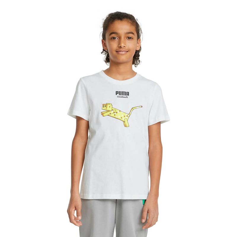 Camiseta-Puma-x-Minecraft-Graphic-Infantil-Branca