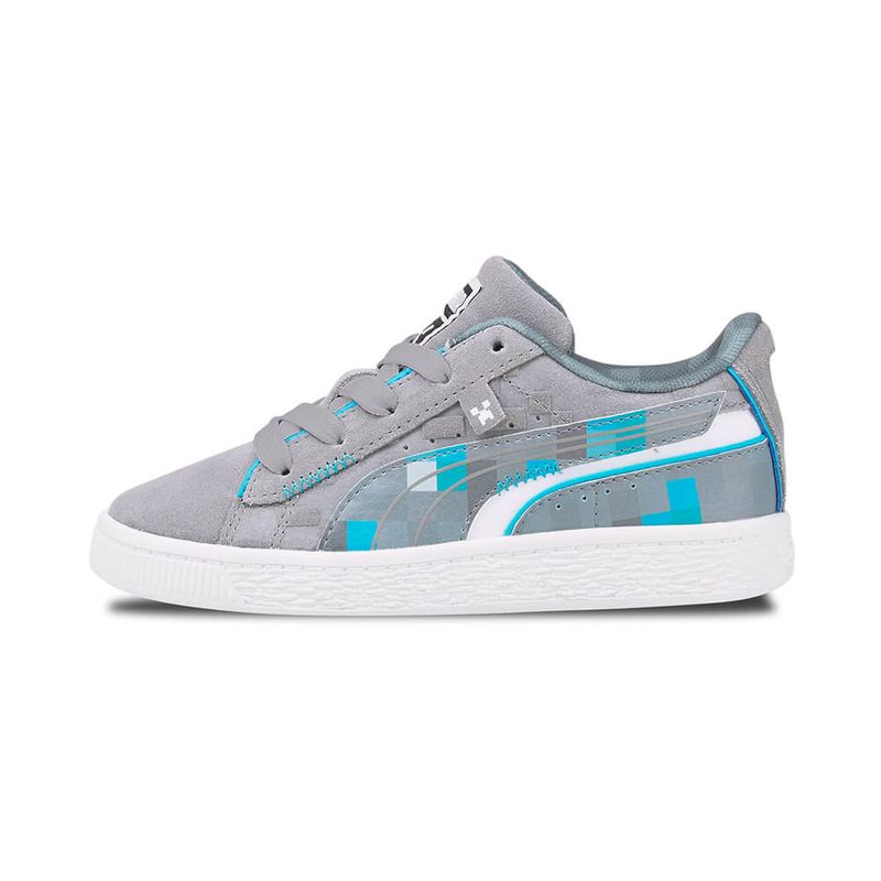 Tenis-Puma-Suede-Minecraft-PS-Infantil-Cinza