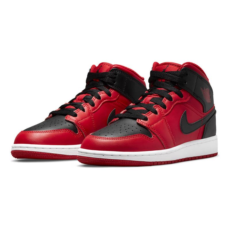 Tenis-Air-Jordan-1-MID-GS-Infantil-Vermelho-5