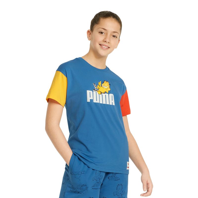 Camiseta-Puma-x-Garfield-Color-Block-Infantil-Azul