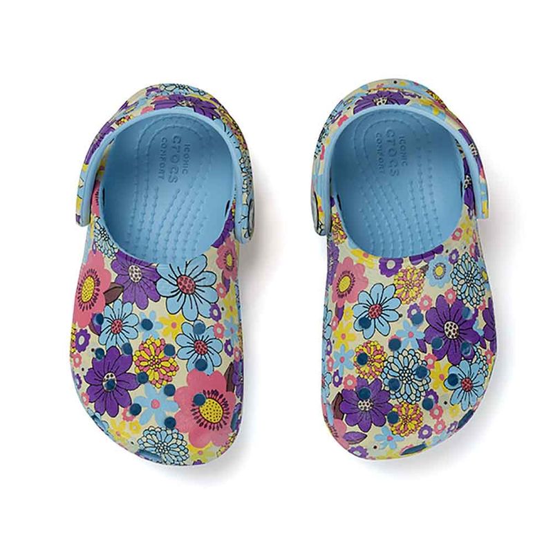 Sandalia-Crocs-Classic-Retro-Floral-Clog-T-PS-Infantil