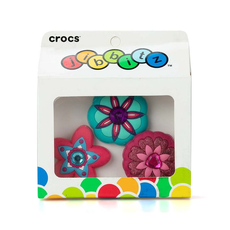 CROCS MONOCHROME SLIVER FLOWERS (5 PCS) JIBBITZ